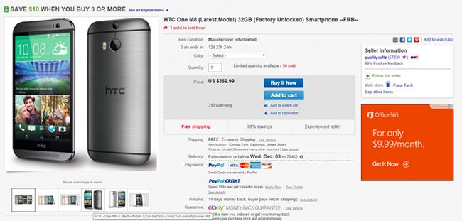 Fotografía - Mise à jour: Maintenant $ 350! [Alerte pacte] eBay a A rénové et débloqué AT & T HTC One M8 pour seulement 370 $